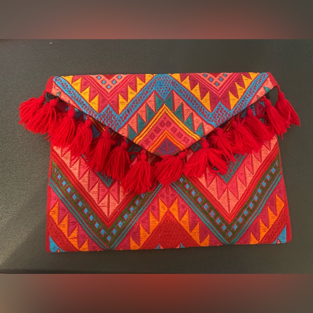 New Embroidered Pouch/ Clutch Mexican Authentic Artisanal Handwoven Boho Chic - Picture 2 of 6